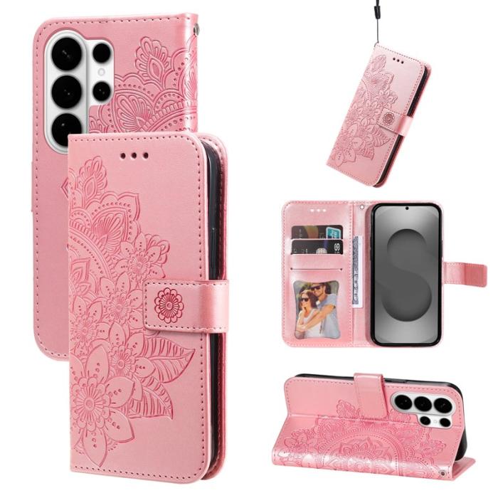 OEM - Samsung Galaxy S26 Ultra Fodral Konstläder Blommönster - Rosa