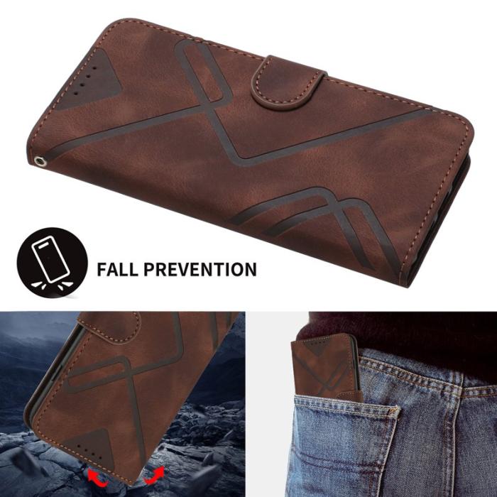 OEM - Samsung Galaxy S26 Ultra Fodral Konstläder Line Imprinted - Brun