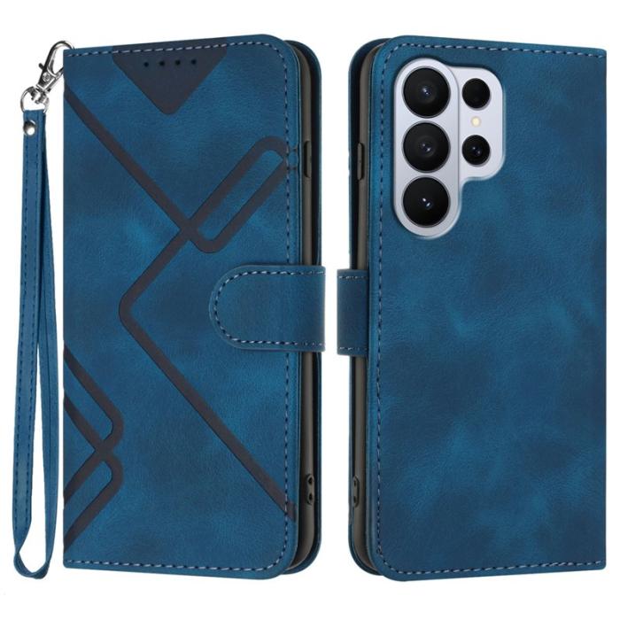 OEM - Samsung Galaxy S26 Ultra Fodral Konstläder Line Imprinted - Royal Blue