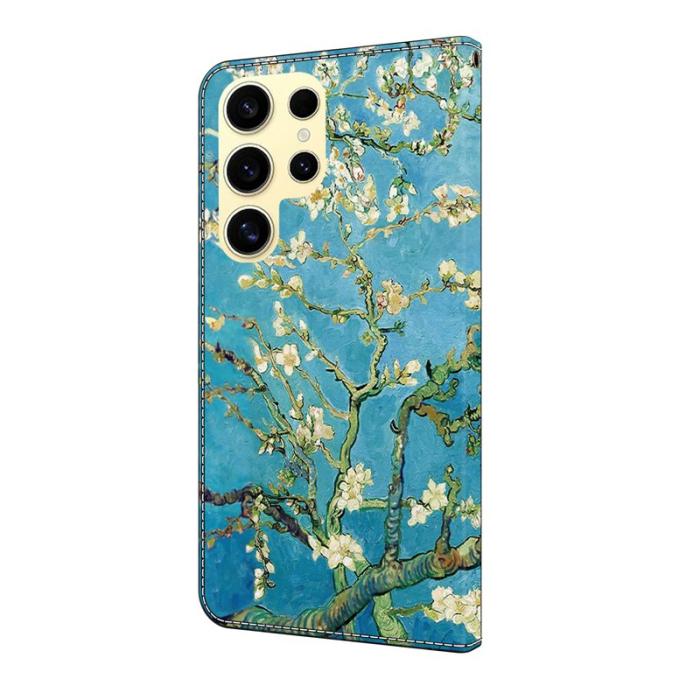 OEM - Samsung Galaxy S26 Ultra Fodral Konstläder Mönstertryck - Aprikosblomma