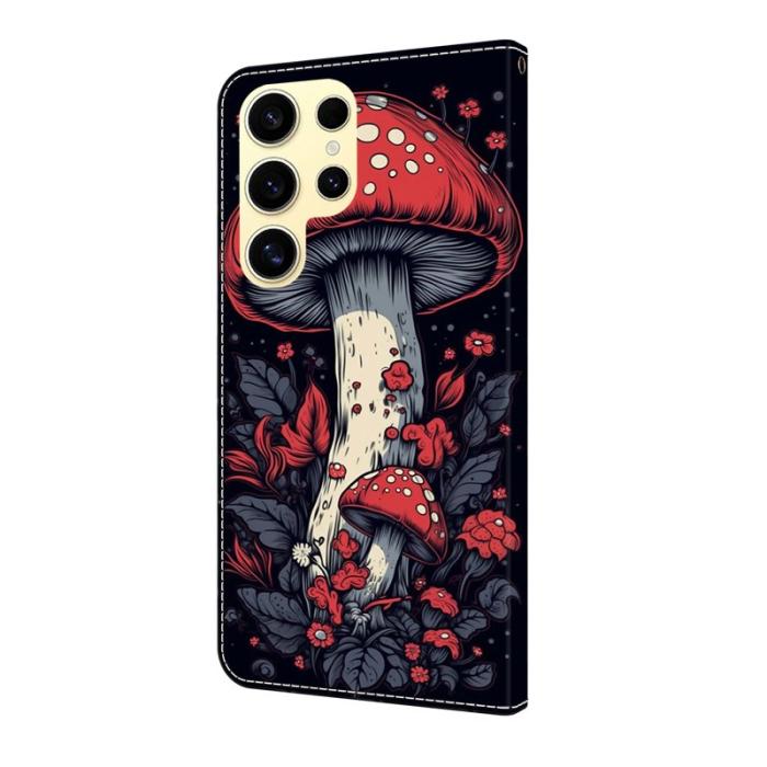 OEM - Samsung Galaxy S26 Ultra Fodral Konstläder Mönstertryck - Röd Svamp