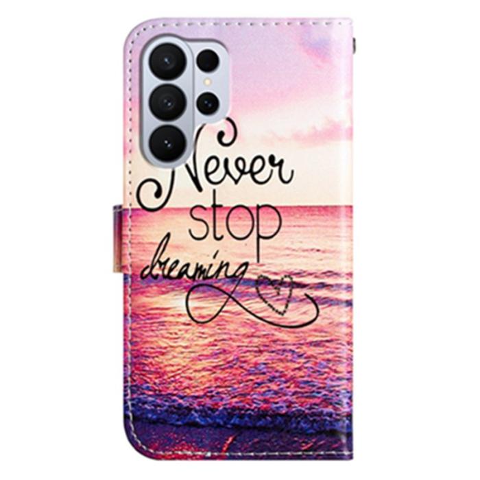 OEM - Samsung Galaxy S26 Ultra Fodral Konstläder Tryckt Mönster - Never Stop Dreaming