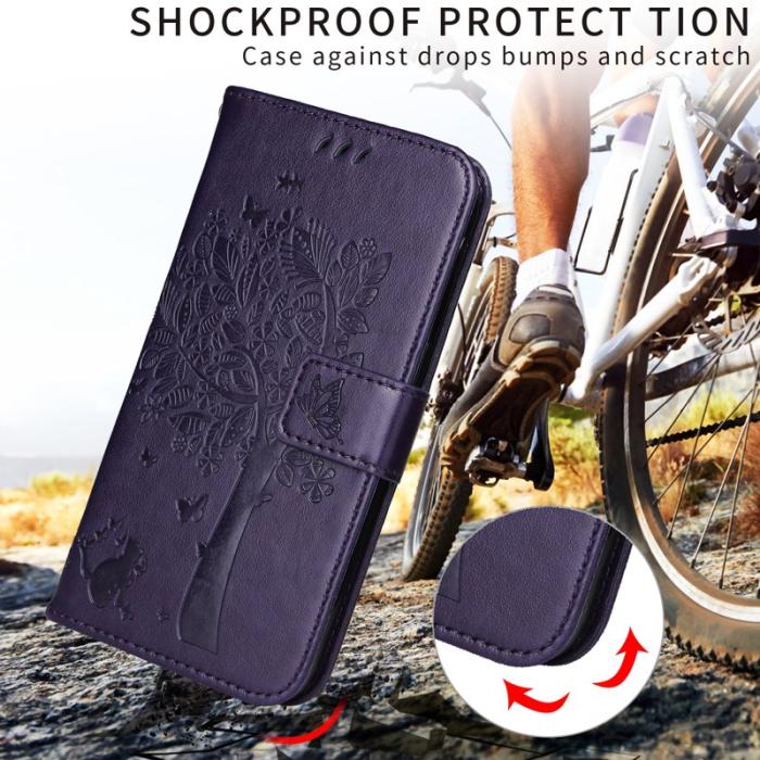 OEM - Samsung Galaxy S26 Ultra Fodral Läder Cat Tree Mönster - Lila