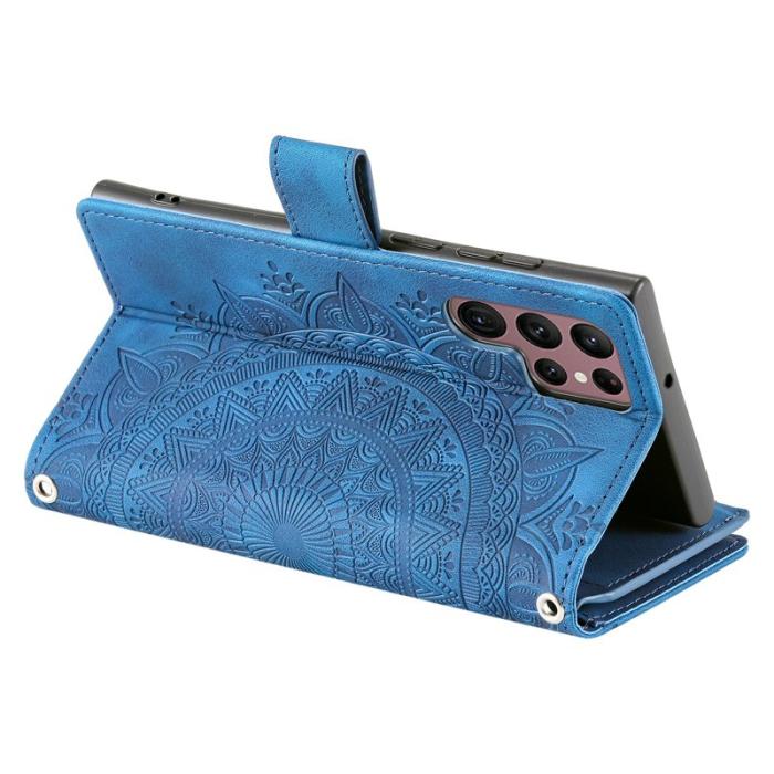 OEM - Samsung Galaxy S26 Ultra Fodral Mandala Blommönster PU Läder - Blå