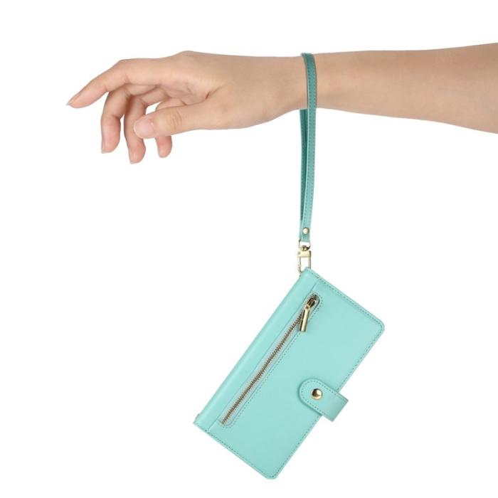 OEM - Samsung Galaxy S26 Ultra Fodral Med Dragkedja Äkta Läder - Mintgrön