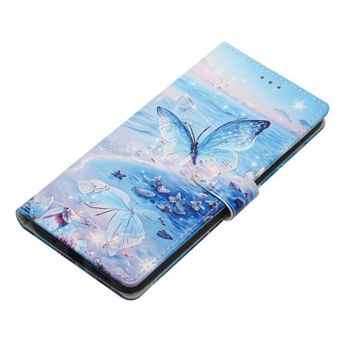OEM - Samsung Galaxy S26 Ultra Fodral Mönstertryck PU Läder Ställ - Ocean Butterfly