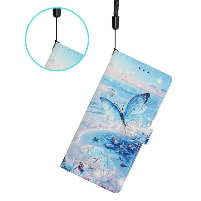 OEM - Samsung Galaxy S26 Ultra Fodral Mönstertryck PU Läder Ställ - Ocean Butterfly