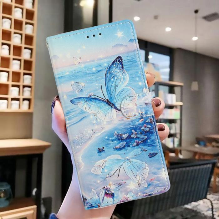 OEM - Samsung Galaxy S26 Ultra Fodral Mönstertryck PU Läder Ställ - Ocean Butterfly