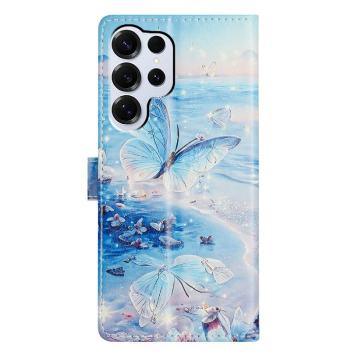 OEM - Samsung Galaxy S26 Ultra Fodral Mönstertryck PU Läder Ställ - Ocean Butterfly