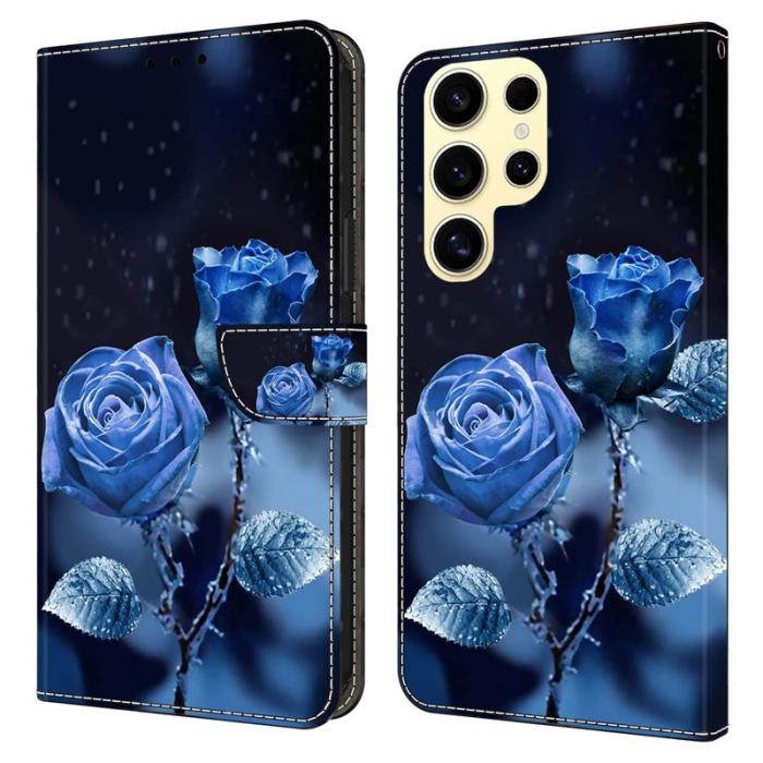OEM - Samsung Galaxy S26 Ultra Fodral Mönstertryck Ställ Läder Flip - Blå Rosor