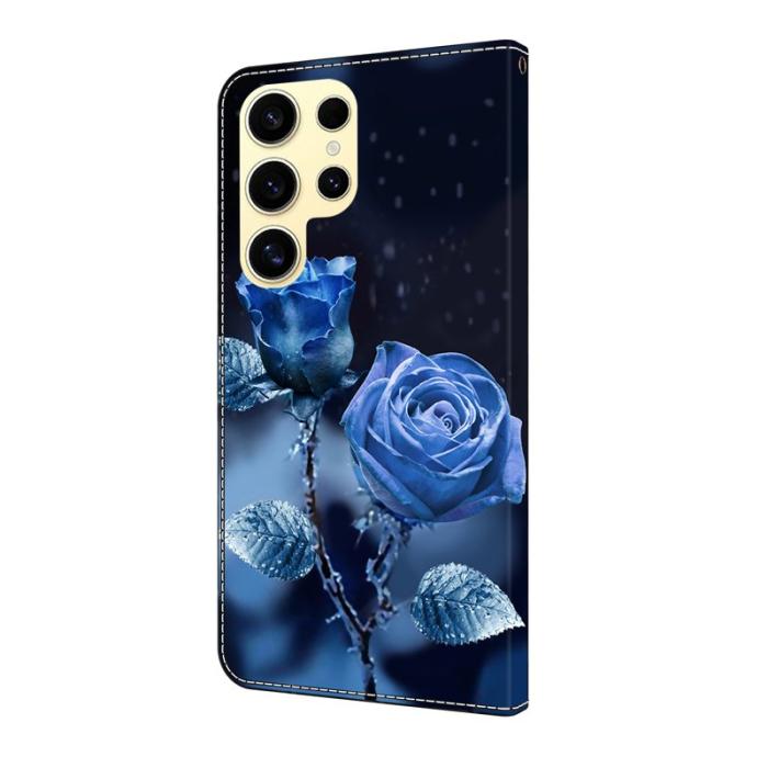 OEM - Samsung Galaxy S26 Ultra Fodral Mönstertryck Ställ Läder Flip - Blå Rosor