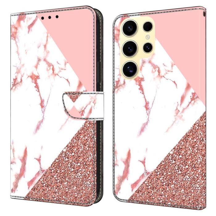 OEM - Samsung Galaxy S26 Ultra Fodral Mönstertryck Ställ Läder Flip - Marmor