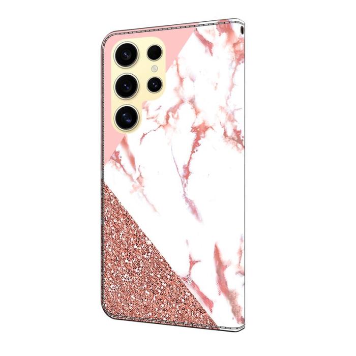 OEM - Samsung Galaxy S26 Ultra Fodral Mönstertryck Ställ Läder Flip - Marmor