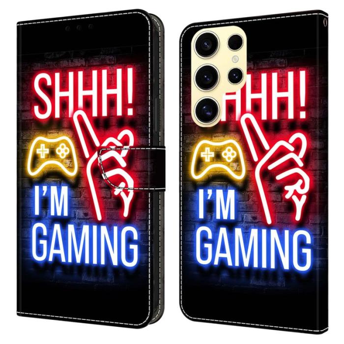 OEM - Samsung Galaxy S26 Ultra Fodral Mönstertryck Ställ Läder Flip - Neon