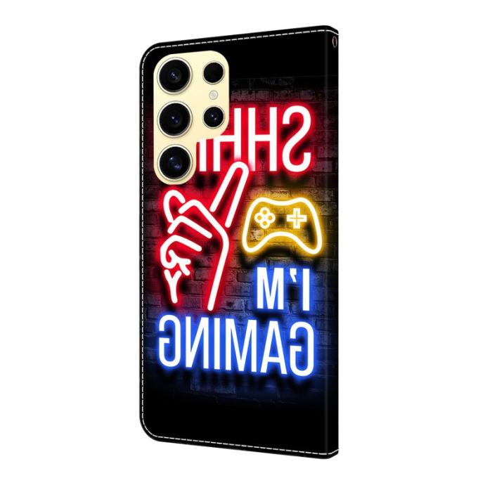 OEM - Samsung Galaxy S26 Ultra Fodral Mönstertryck Ställ Läder Flip - Neon