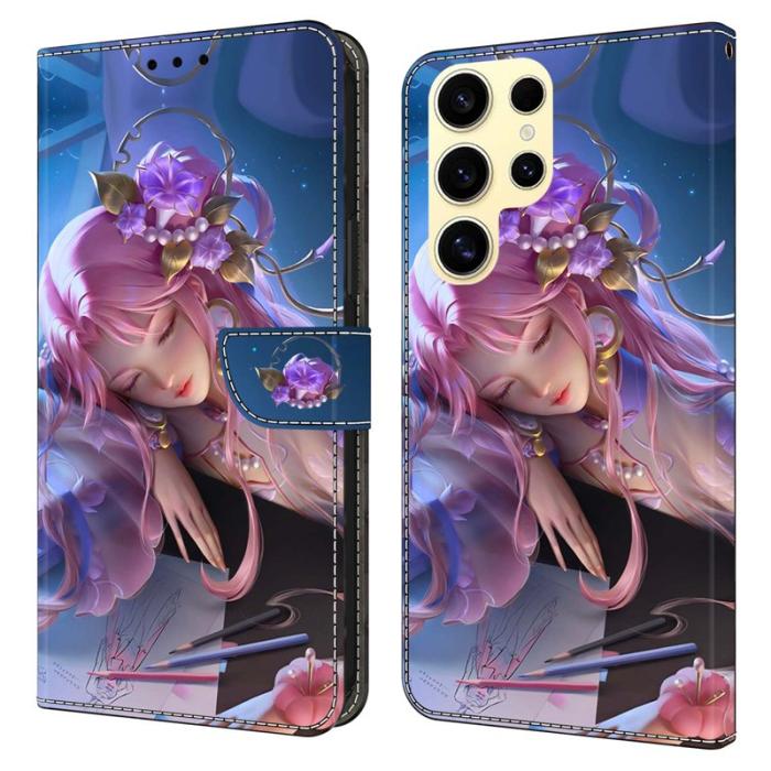 OEM - Samsung Galaxy S26 Ultra Fodral Mönstertryck Ställ Läder Flip - Sleeping Beauty