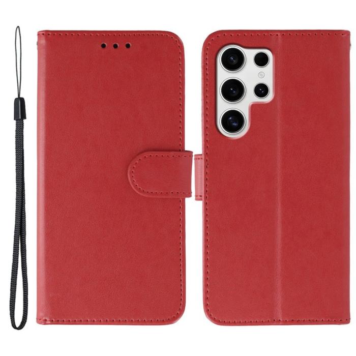 HAT PRINCE - Samsung Galaxy S26 Ultra Fodral PU Läder Flip med Rem - Röd