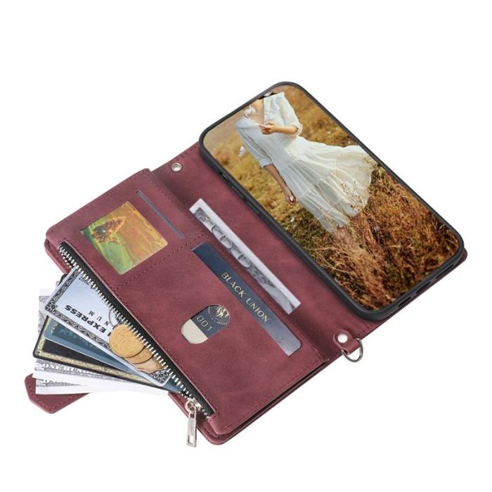 OEM - Samsung Galaxy S26 Ultra Fodral PU Läder Rhombus - Vinröd