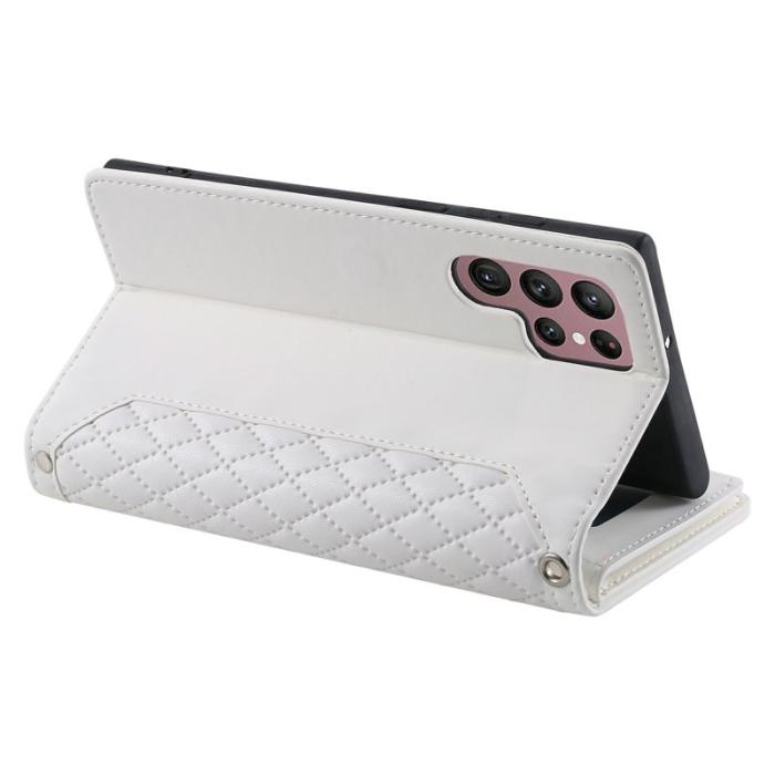 OEM - Samsung Galaxy S26 Ultra Fodral PU Läder Rhombus - Vit
