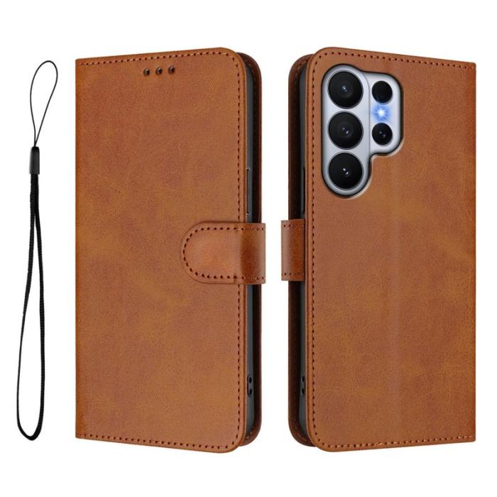 OEM - Samsung Galaxy S26 Ultra Fodral RFID Skydd Äkta Läder - Brun