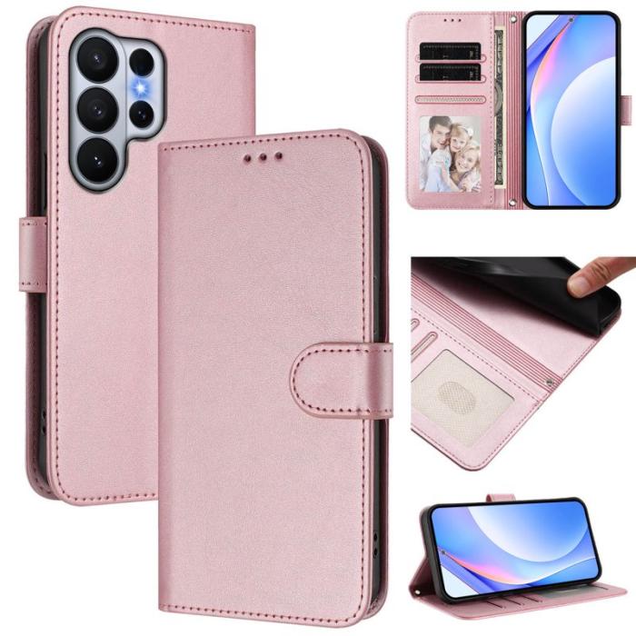OEM - Samsung Galaxy S26 Ultra Fodral RFID Skydd Äkta Läder - Rosa