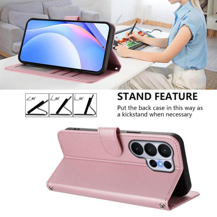 OEM - Samsung Galaxy S26 Ultra Fodral RFID Skydd Äkta Läder - Rosa