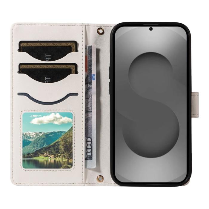 OEM - Samsung Galaxy S26 Ultra Fodral Rhombus Äkta Läder - Vit