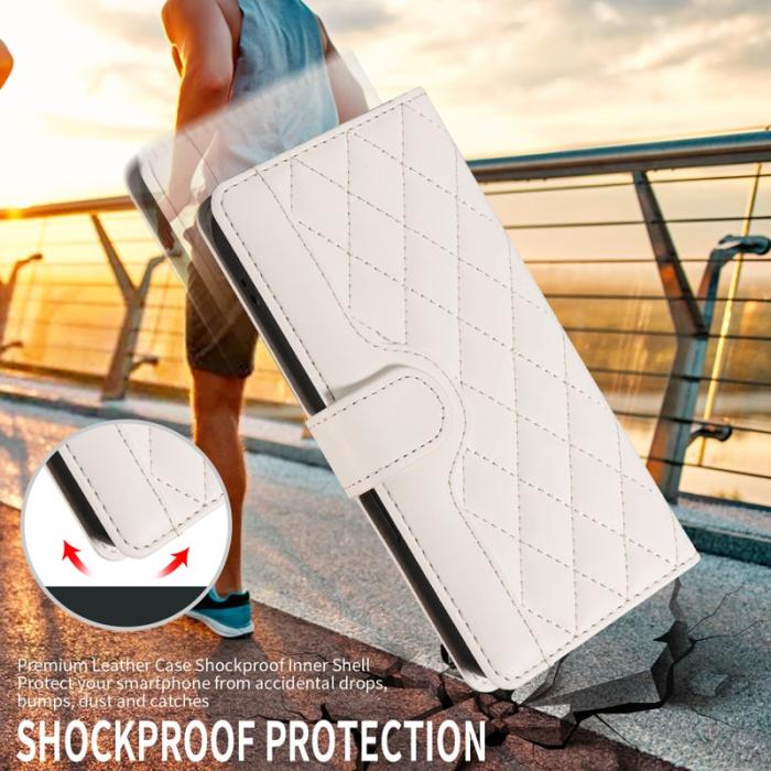 OEM - Samsung Galaxy S26 Ultra Fodral Rhombus Äkta Läder - Vit