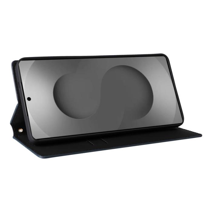 OEM - Samsung Galaxy S26 Ultra Fodral Rhombus Pr präglat Äkta Läder - Blå