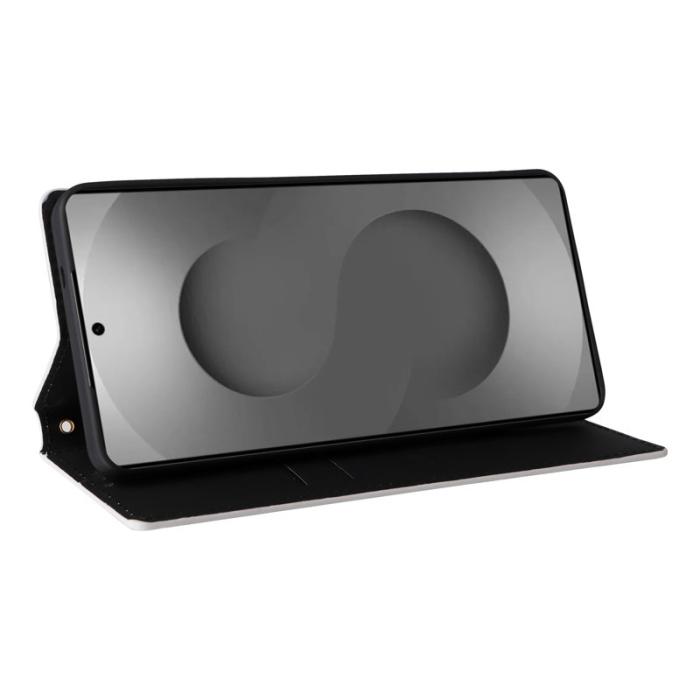 OEM - Samsung Galaxy S26 Ultra Fodral Rhombus Pr präglat Äkta Läder - Silver