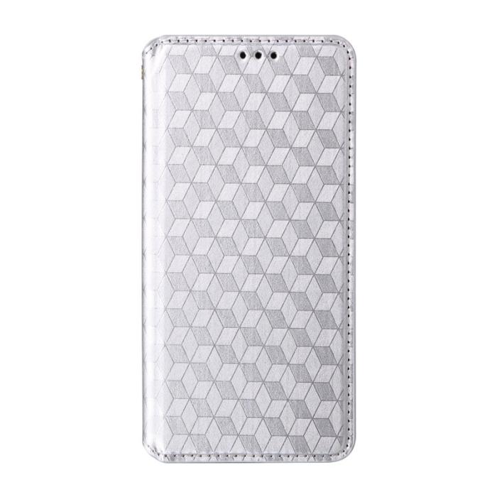 OEM - Samsung Galaxy S26 Ultra Fodral Rhombus Pr präglat Äkta Läder - Silver