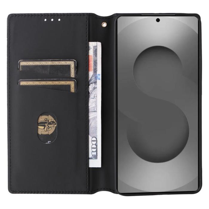 OEM - Samsung Galaxy S26 Ultra Fodral Rhombus Pr präglat Äkta Läder - Svart