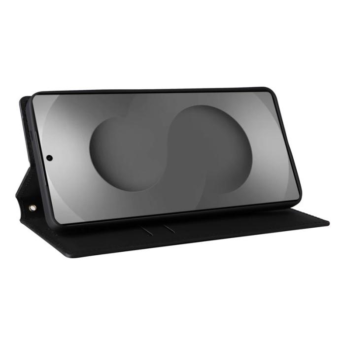 OEM - Samsung Galaxy S26 Ultra Fodral Rhombus Pr präglat Äkta Läder - Svart