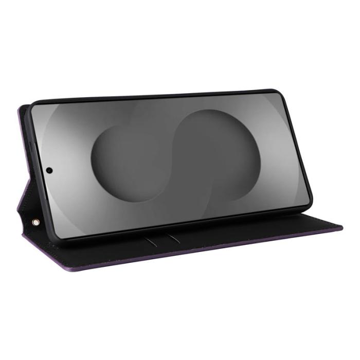 OEM - Samsung Galaxy S26 Ultra Fodral Rhombus Prägling Äkta Läder - Lila