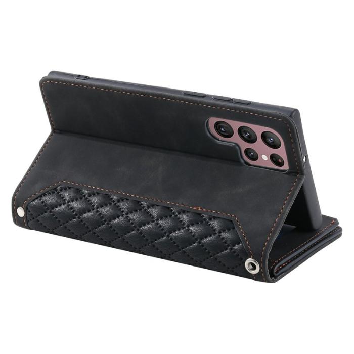 OEM - Samsung Galaxy S26 Ultra Fodral Rhombus Stitching Line Konstläder - Svart