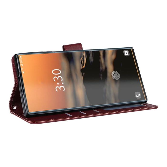 OEM - Samsung Galaxy S26 Ultra Fodral Ställ PU Läder - Vinröd