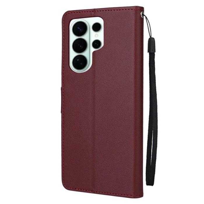 OEM - Samsung Galaxy S26 Ultra Fodral Ställ PU Läder - Vinröd