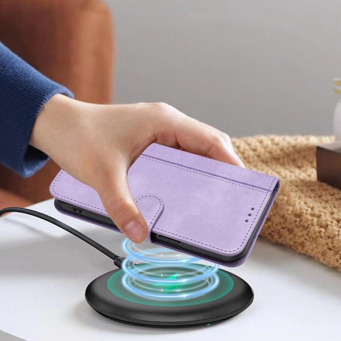 OEM - Samsung Galaxy S26 Ultra Fodral Ställ Retro Textur Äkta Läder - Ljus Lila