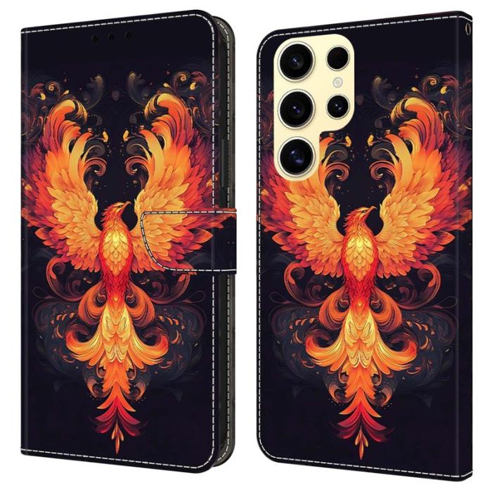 OEM - Samsung Galaxy S26 Ultra Fodral Ställning Mönstertryck PU Läder - Flame Bird