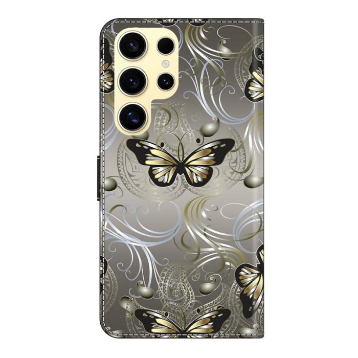 OEM - Samsung Galaxy S26 Ultra Fodral Ställning Mönstertryck PU Läder - Spetsfjäril