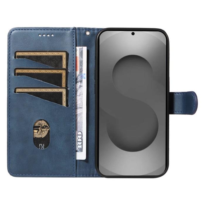 OEM - Samsung Galaxy S26 Ultra Fodral T-formade Linjer Äkta Läder - Blå