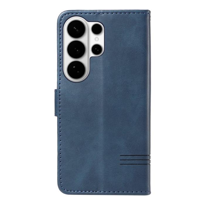 OEM - Samsung Galaxy S26 Ultra Fodral T-formade Linjer Äkta Läder - Blå