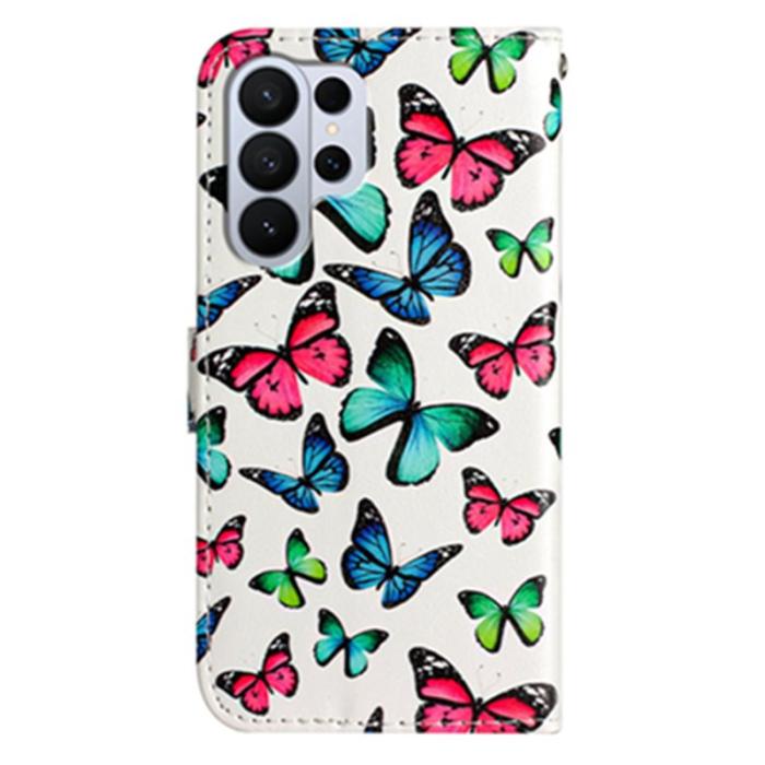 OEM - Samsung Galaxy S26 Ultra Fodral Tryckt Mönster PU Läder Ställ - Fjärilar