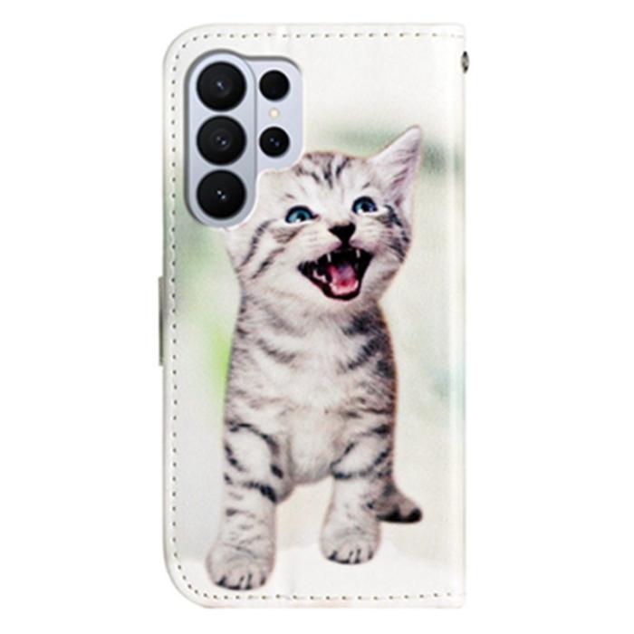 OEM - Samsung Galaxy S26 Ultra Fodral Tryckt Mönster PU Läder Ställ - Katt