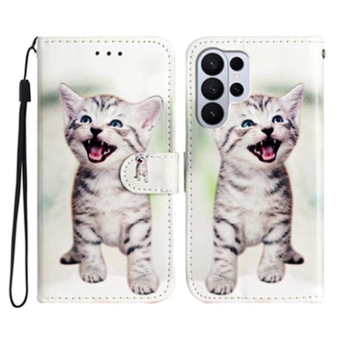 OEM - Samsung Galaxy S26 Ultra Fodral Tryckt Mönster PU Läder Ställ - Katt