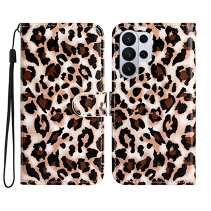 OEM - Samsung Galaxy S26 Ultra Fodral Tryckt Mönster PU Läder Ställ - Leopard Print