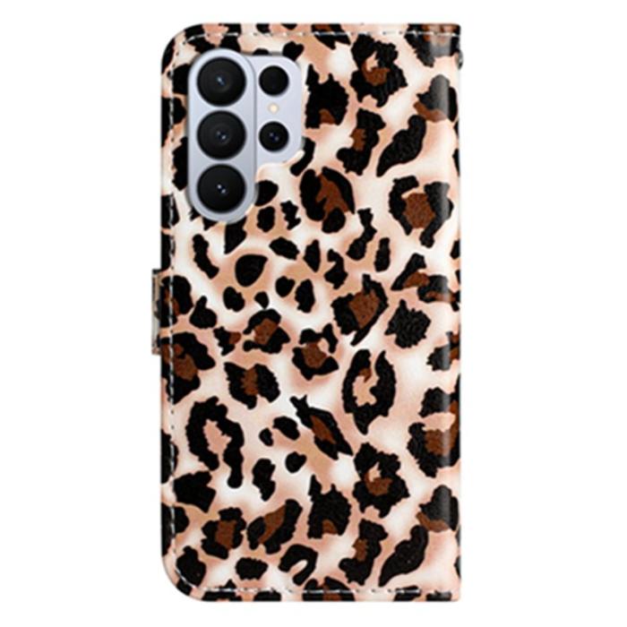 OEM - Samsung Galaxy S26 Ultra Fodral Tryckt Mönster PU Läder Ställ - Leopard Print