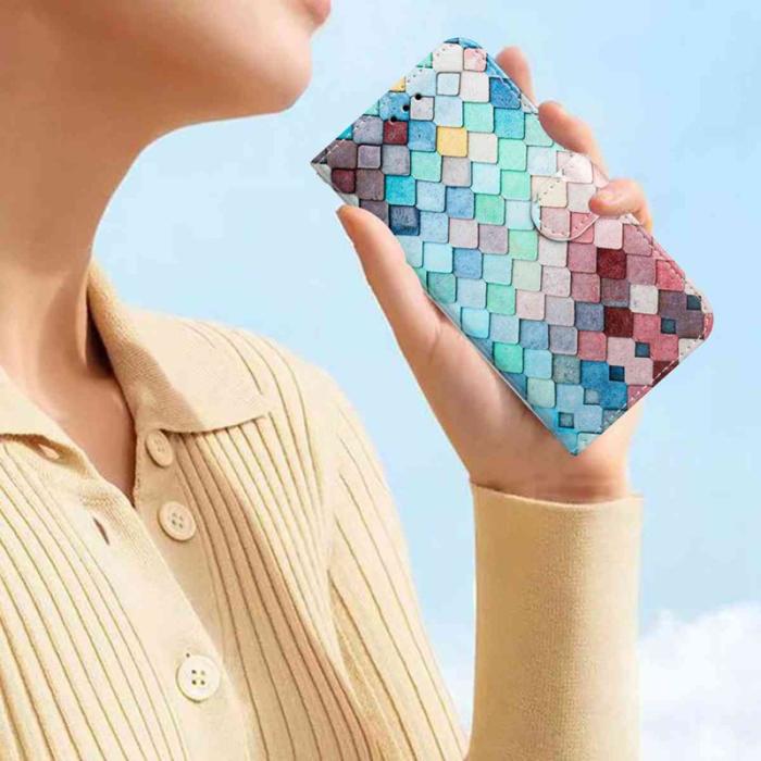 OEM - Samsung Galaxy S26 Ultra Fodral Tryckt Mönster PU Läder Ställ - Rutigt