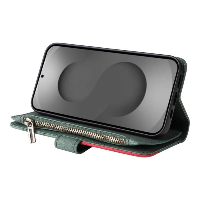 OEM - Samsung Galaxy S26 Ultra Mobilskal KonstLäder Med Rem Dragkedja - Grön