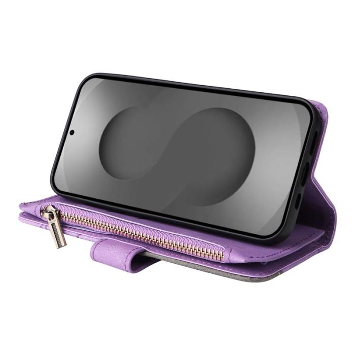 OEM - Samsung Galaxy S26 Ultra Mobilskal KonstLäder Med Rem Dragkedja - Lila